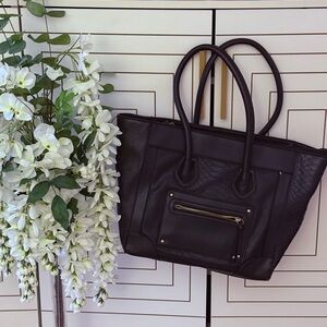 Target Black Tote Bag faux leather snake $30